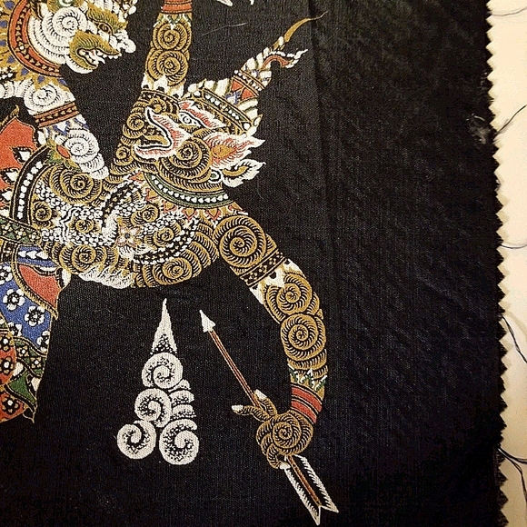 Vtg Asian silk panel depicting warriors - Picture 10 of 12